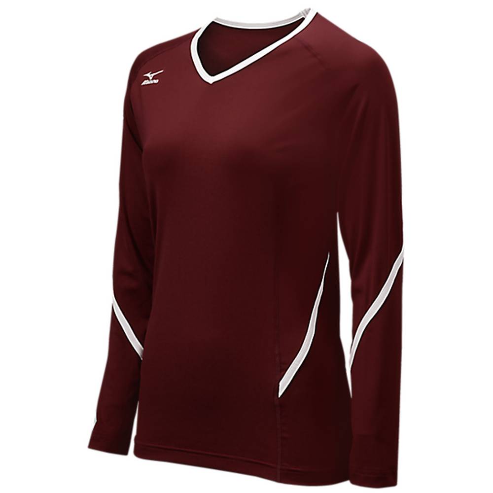 Mizuno Women's Techno Generation Long Sleeve Volleyball Jersey Burgundy/White (440399-UCX)